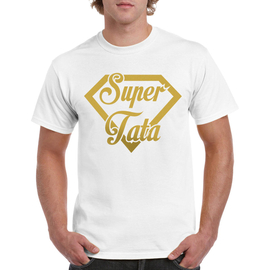 Super tata - złoty nadruk - koszulka męska